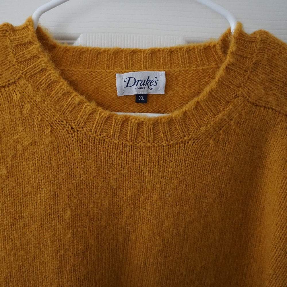 Drakes of London Shetland Wool Crew Neck Sweater